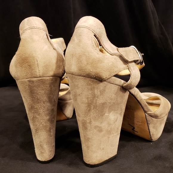 Via Spiga Suede Platform Heeled Sandals - Picture 3 of 8